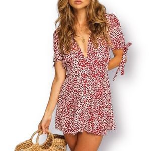 Anthropologie Red and White Mini Dress